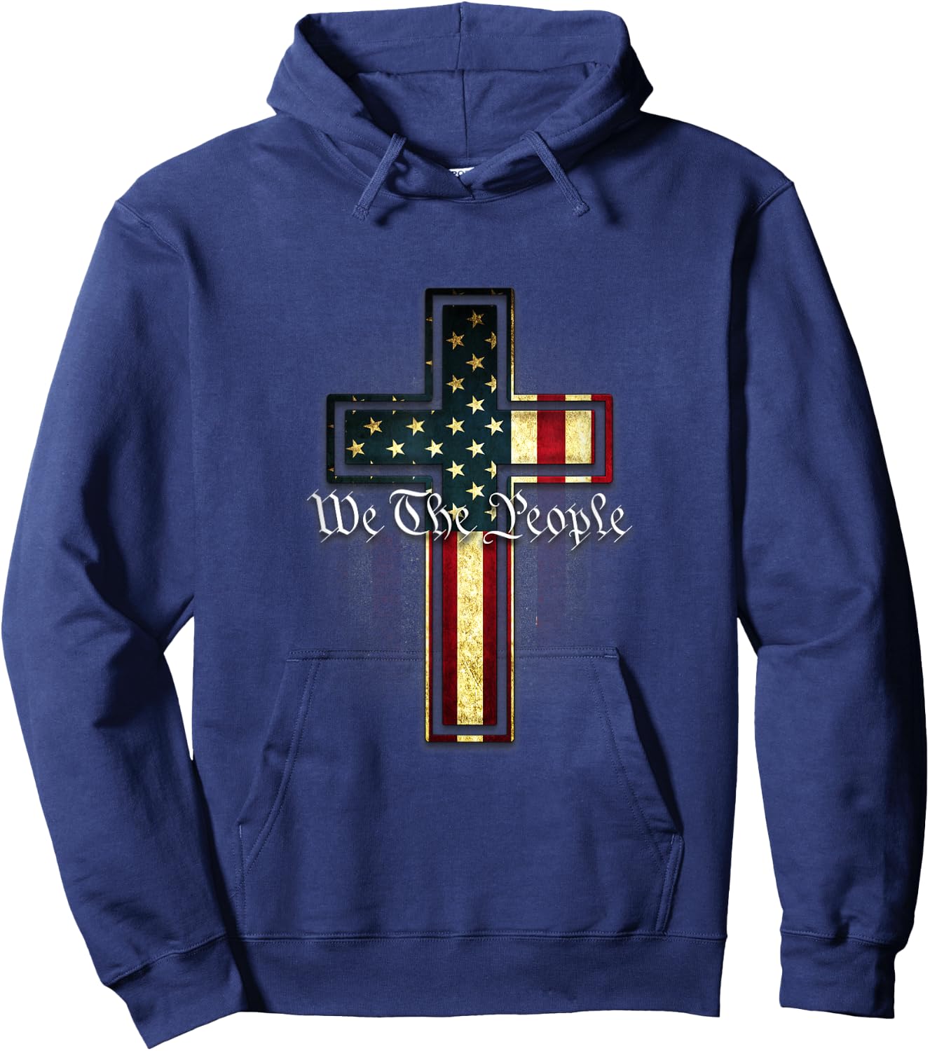 We The People Patriotic American Constitution Cross Hoodie - Hoodie | Navy