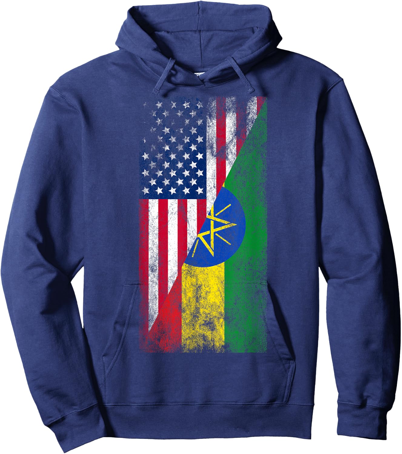 USA & Ethiopia Flags - United States of America, Ethiopian Hoodie - Hoodie | Navy