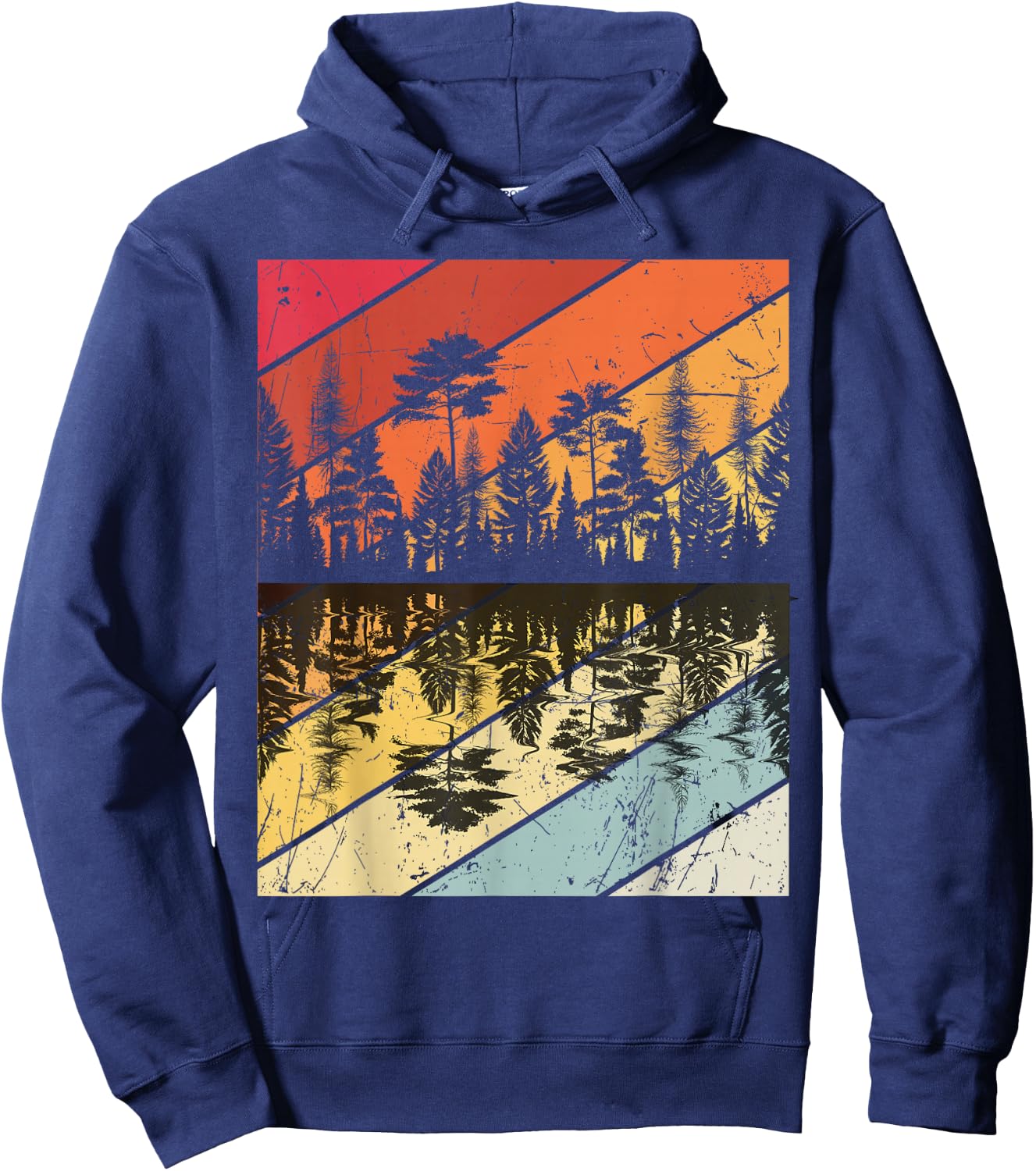 Forest Forrest Camping Vintage Tree Design Retro Lover Hoodie - Hoodie | Navy