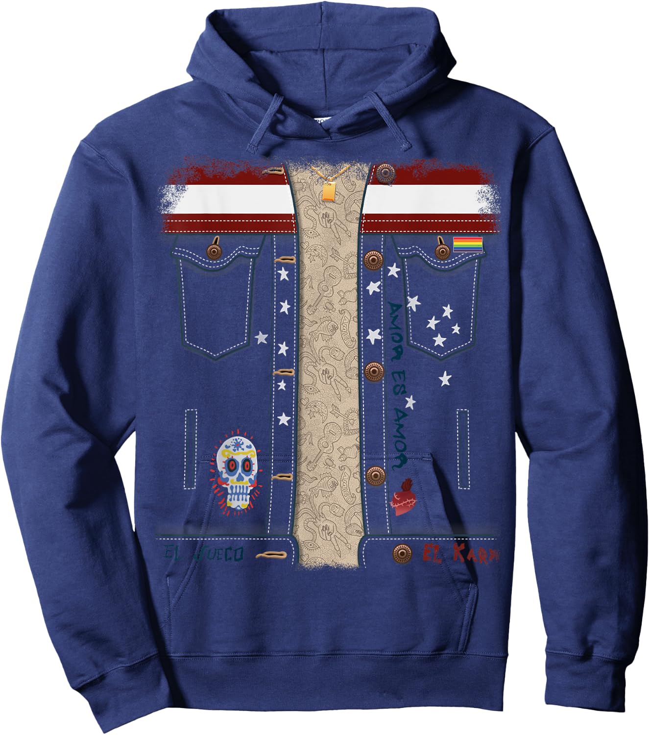 Marvel America Chavez Denim Jacket Front and Back Hoodie - Hoodie | Navy