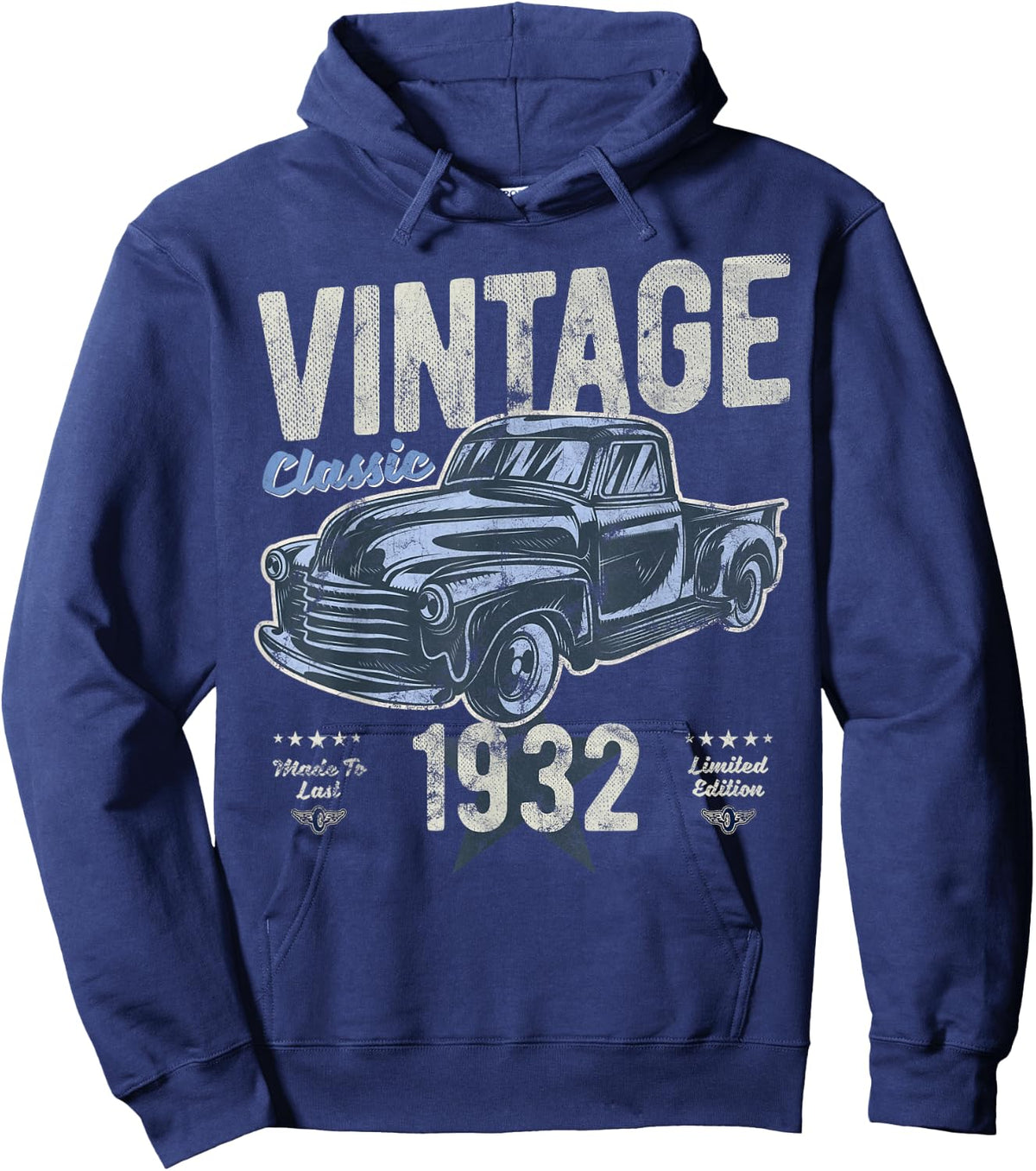 Vintage, Born 1932, 90th Birthday, Classic Pick Up Truck Hoodie - Hoodie | Navy
