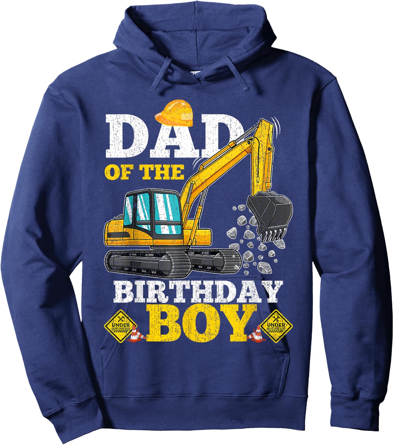 Dad of the Birthday Boy Construction Birthday Excavator Gift Hoodie - Hoodie | Navy
