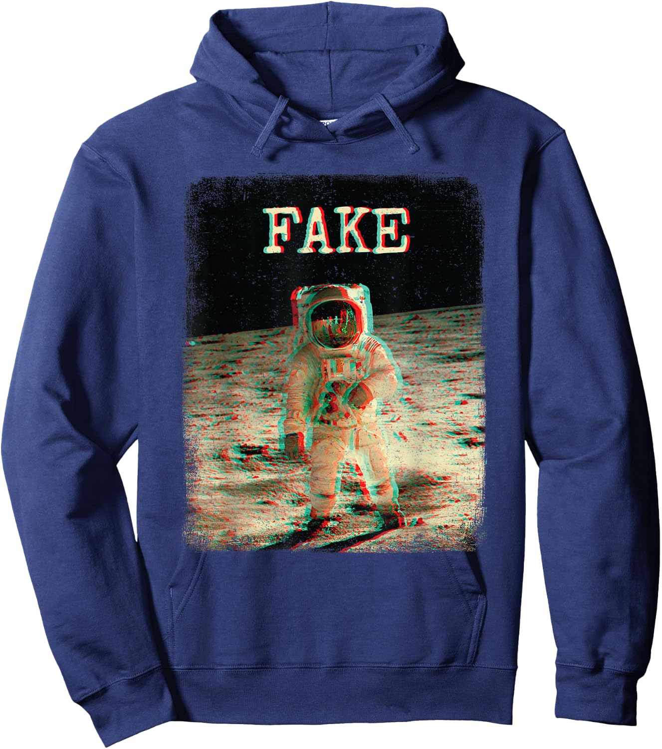 Fake News Apollo 11 Moon Landing Hoax Astronaut Retro Style Hoodie - Hoodie | Navy