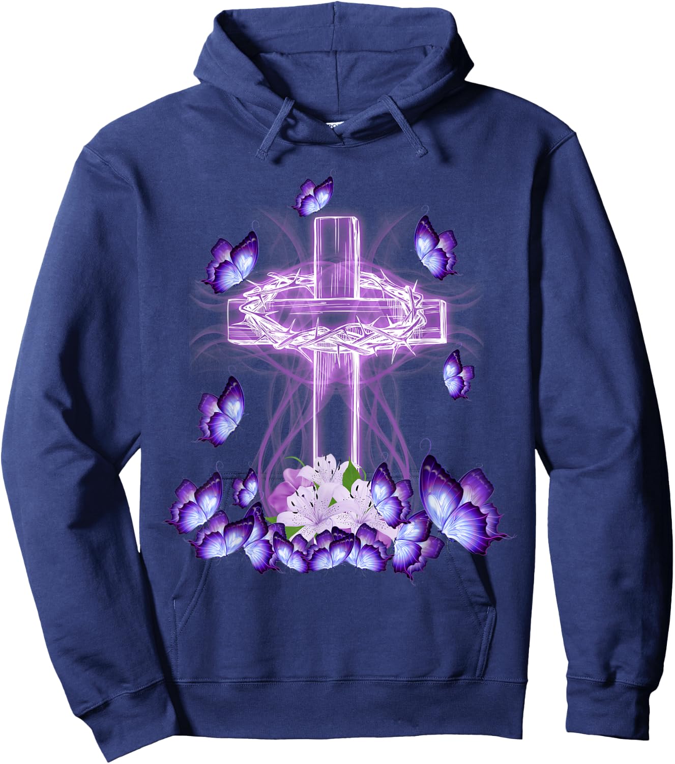 Beautiful Cross And Butterflies for Jesus Lovers Hoodie - Hoodie | Navy