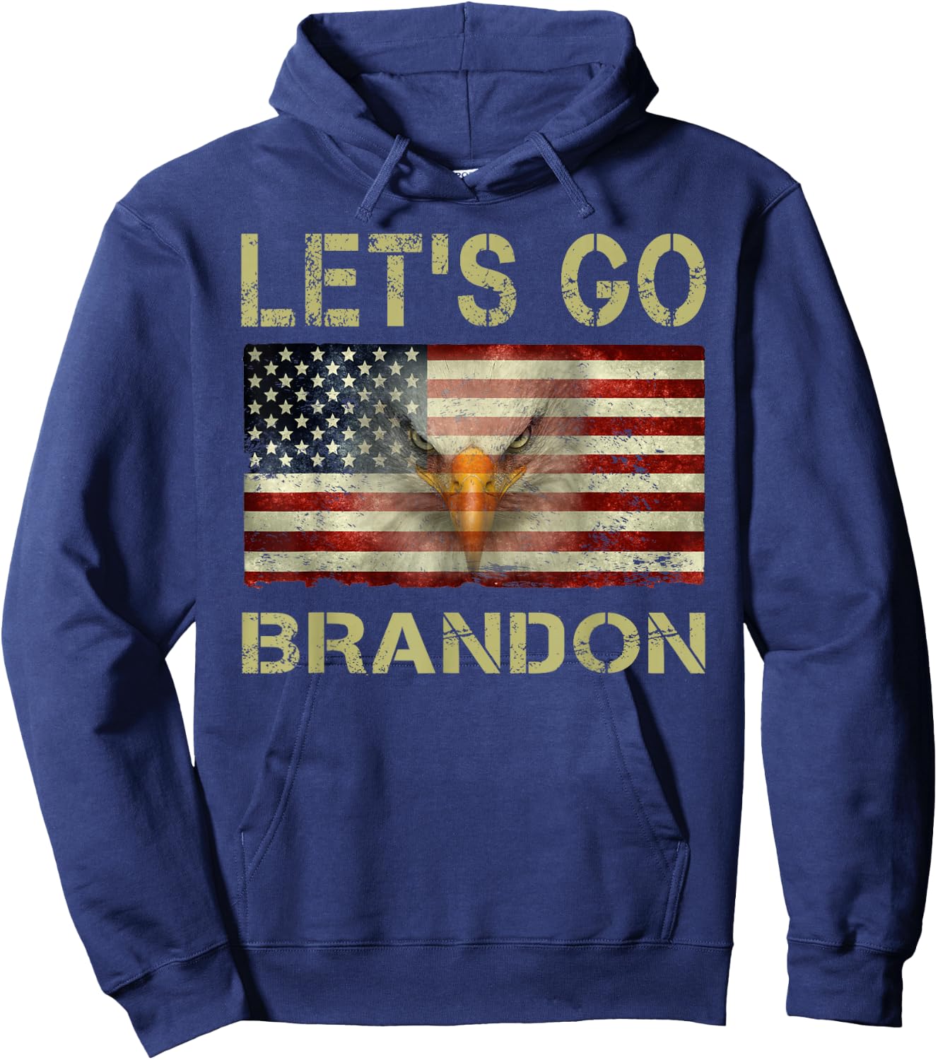 Let’s Go Brandon Conservative USA Flag Funny Hoodie - Hoodie | Navy