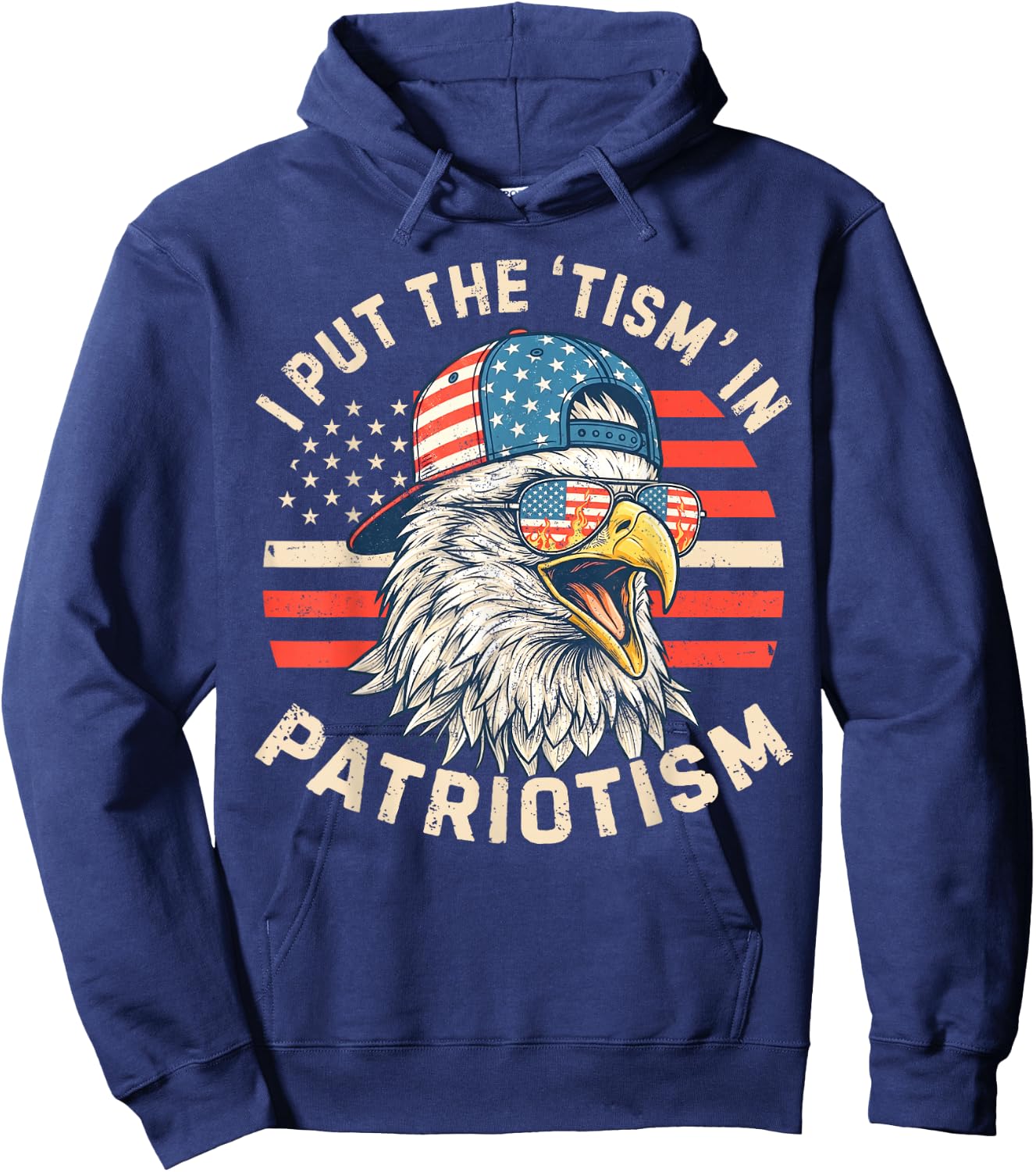 I Put The Tism in Patriotism Athletic Eagle 4th of July Kids Hoodie - Hoodie | Navy