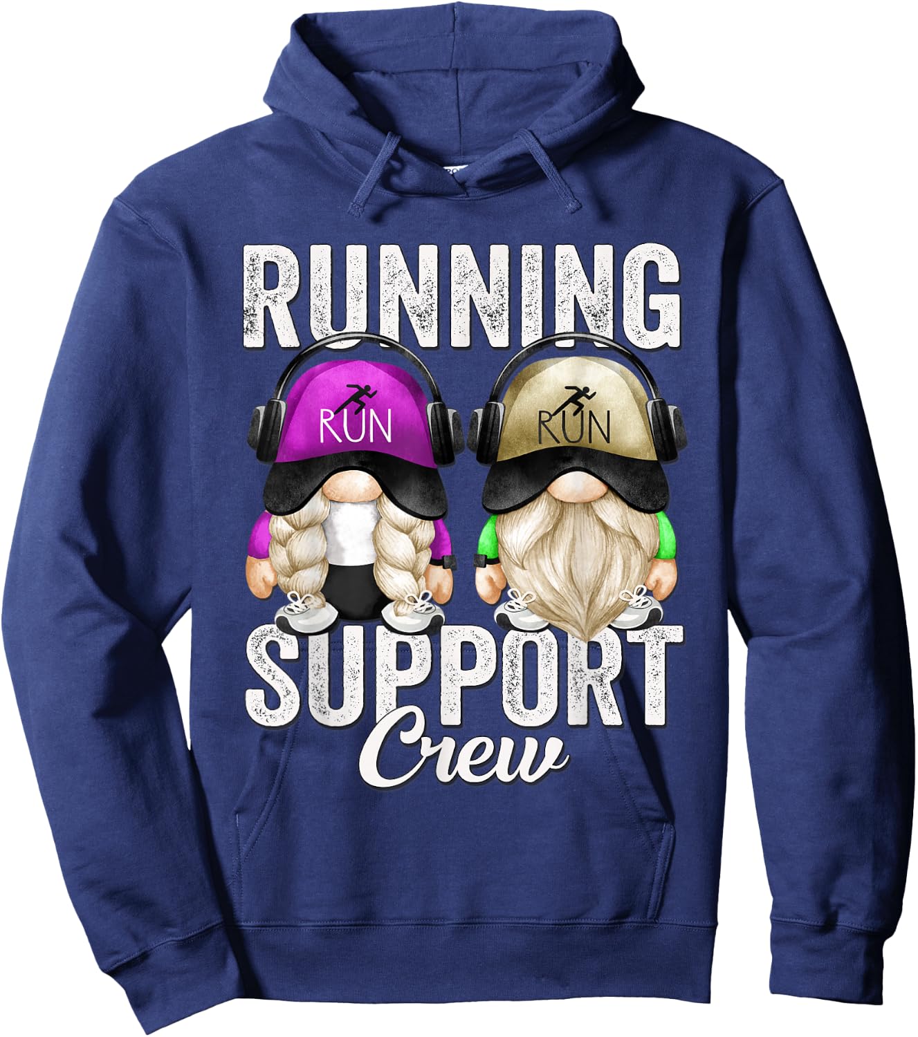 Funny Running Support Crew Gnomies For Half Marathon Runners Hoodie - Hoodie | Navy