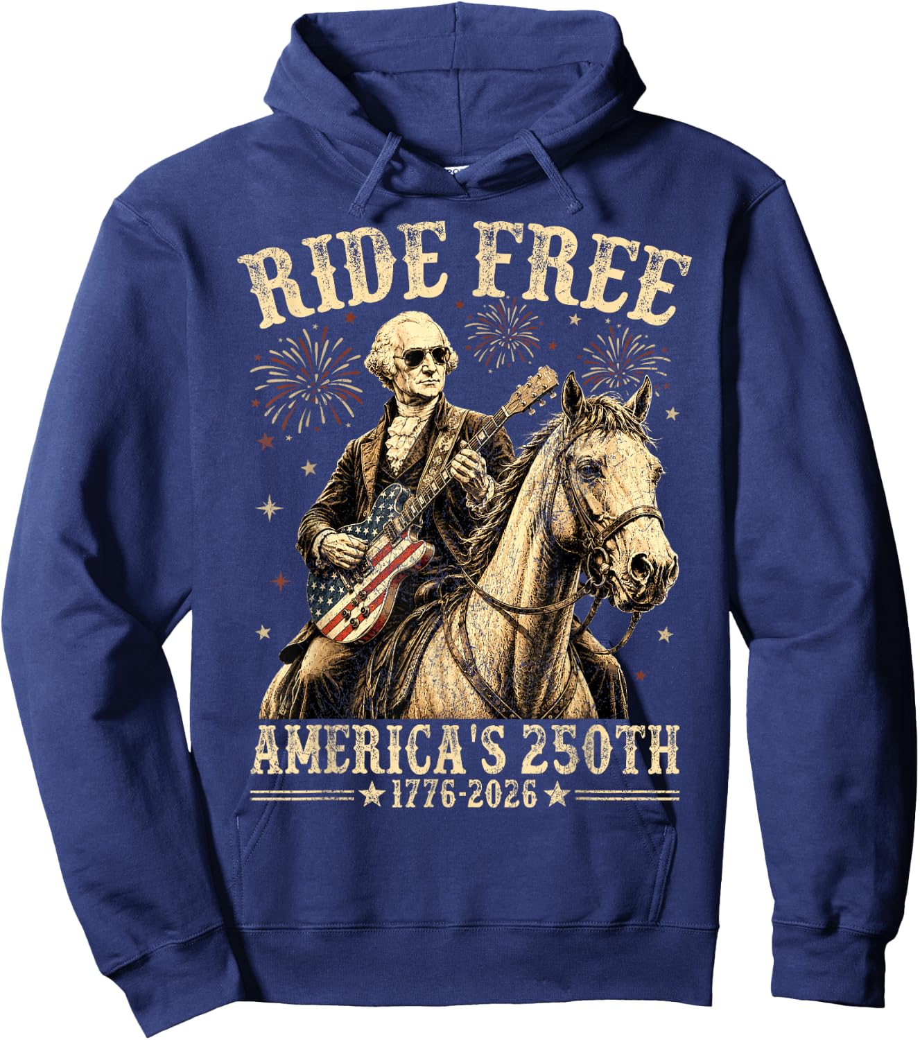 Ride Free 1776 2026 Horse 250th Anniversary USA 250 Years Hoodie - Hoodie | Navy