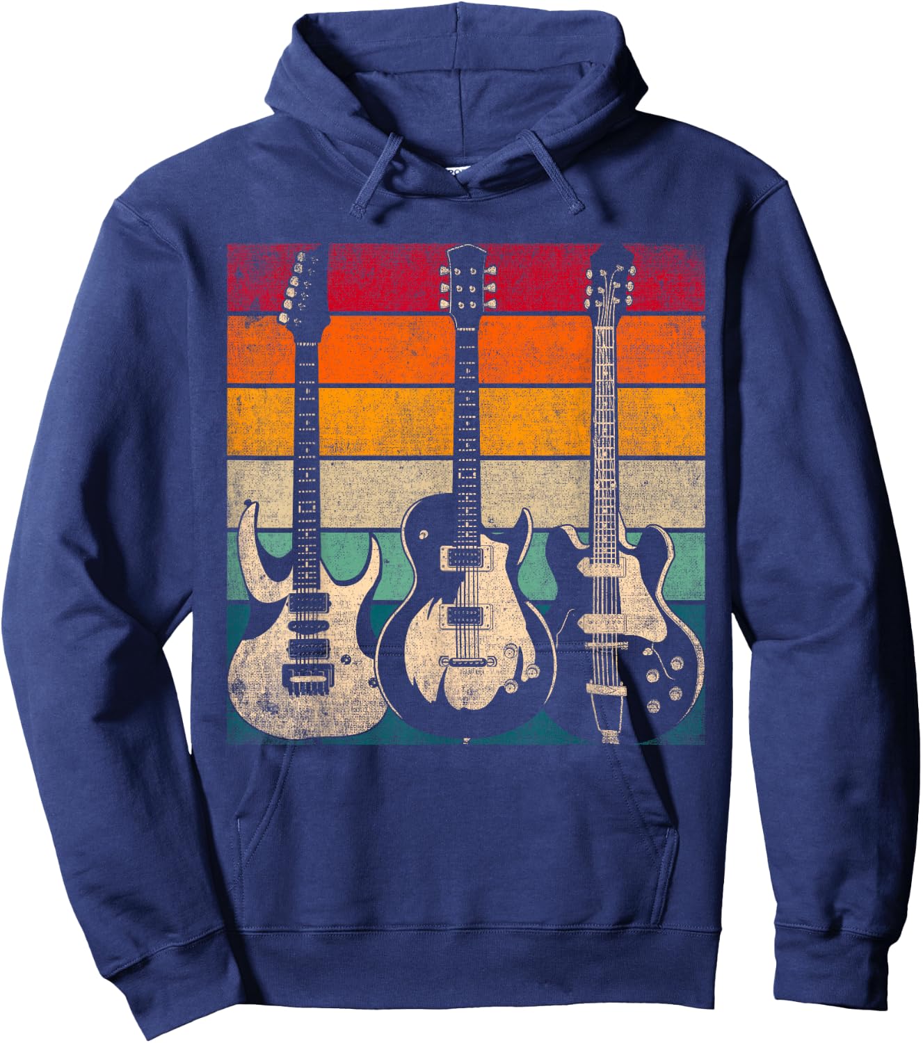 Retro Guitar Hoodie - Hoodie | Navy