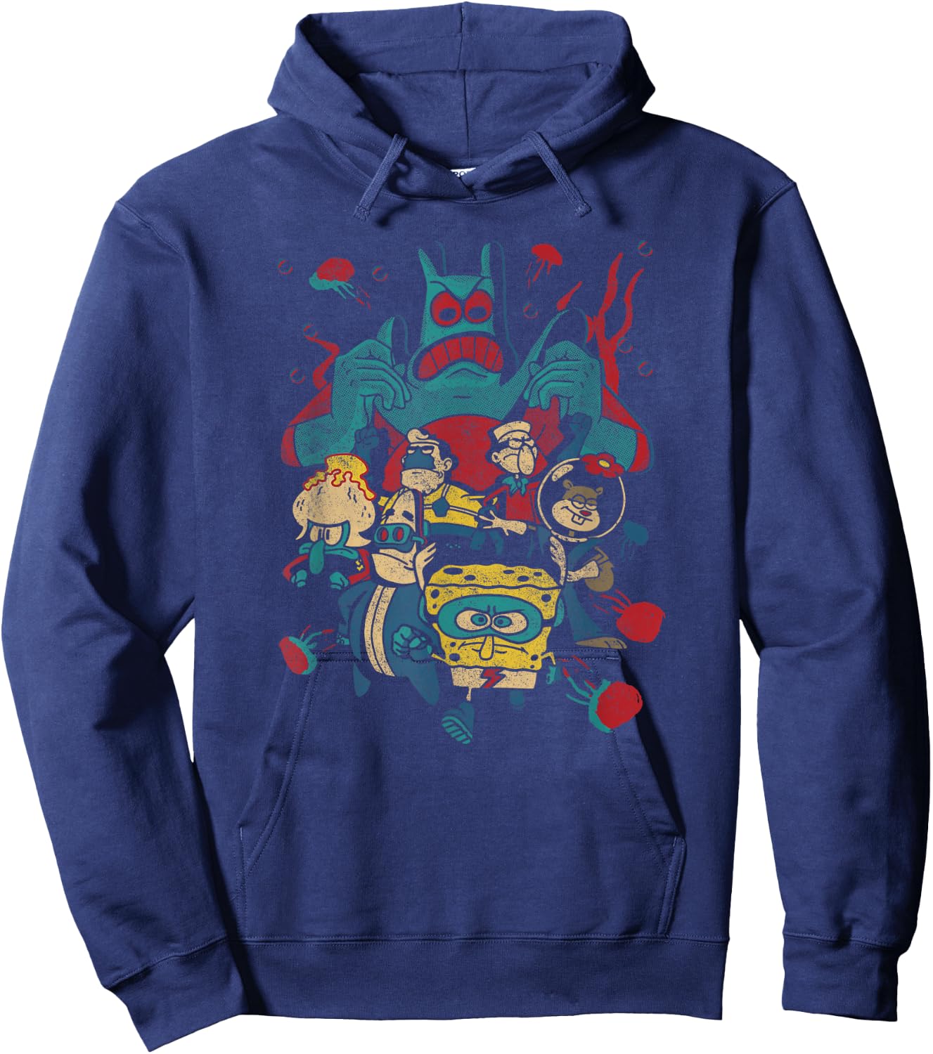 SpongeBob Retro Superhero Group Poster Hoodie - Hoodie | Navy