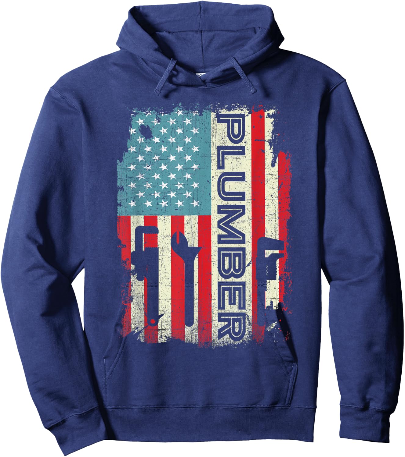 Patriotic Plumber 4th of July Plumber Plumber Gifts Men Hoodie - Hoodie | Navy