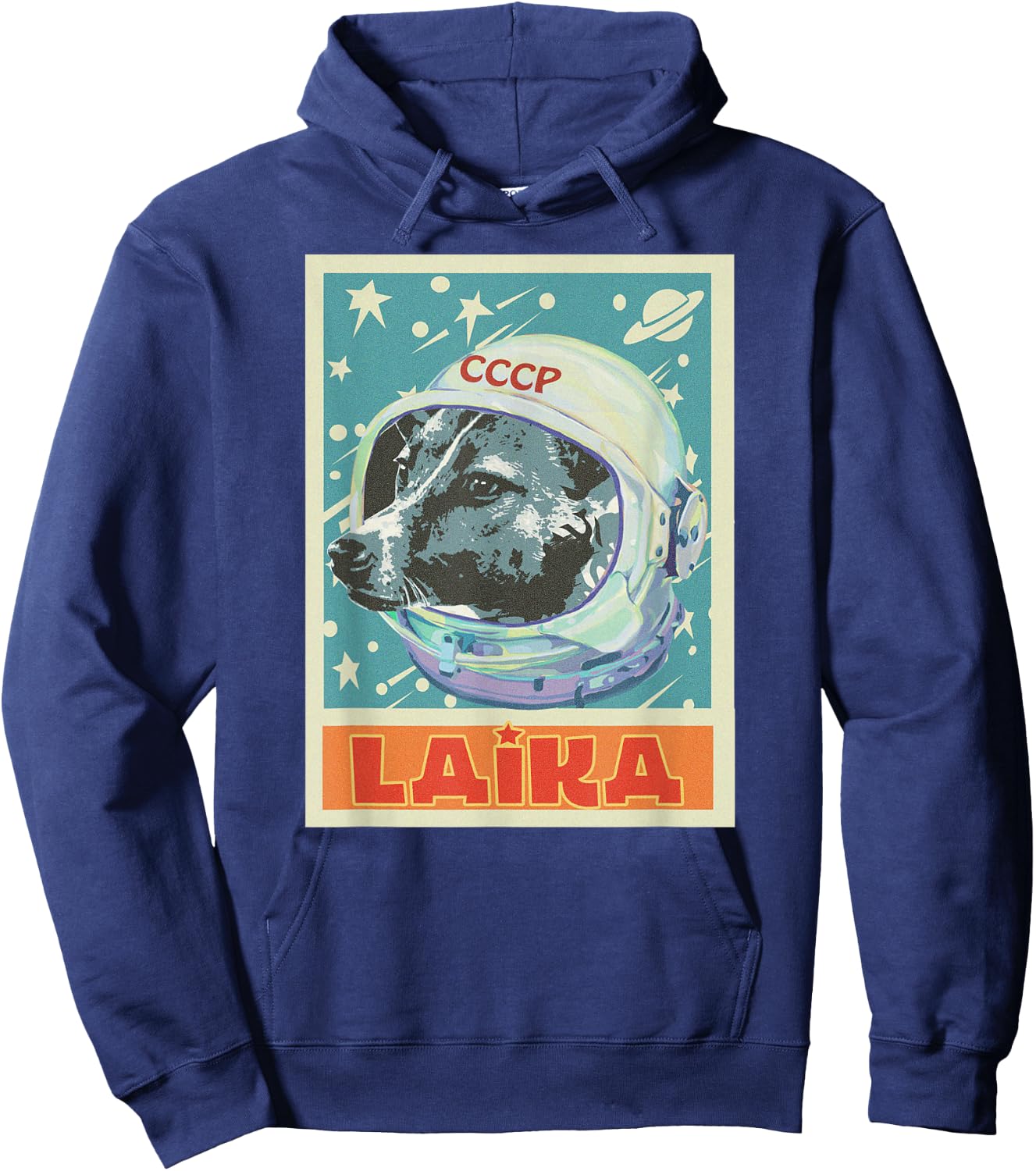 Soviet Union USSR T Astronaut Laika Dog Propaganda Hoodie - Hoodie | Navy
