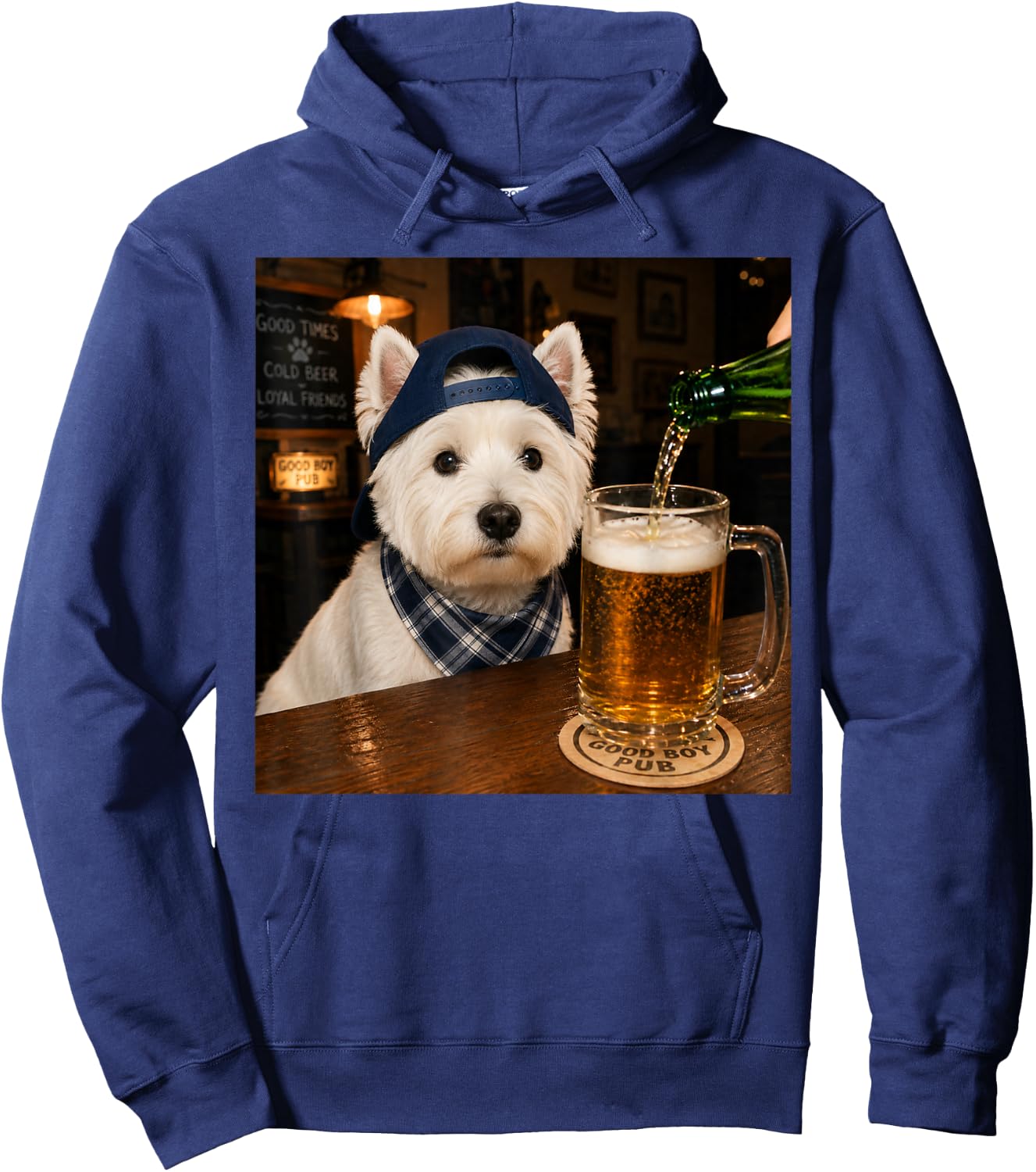 Westie Drinking Beer Funny Dog Meme Hoodie - Hoodie | Navy