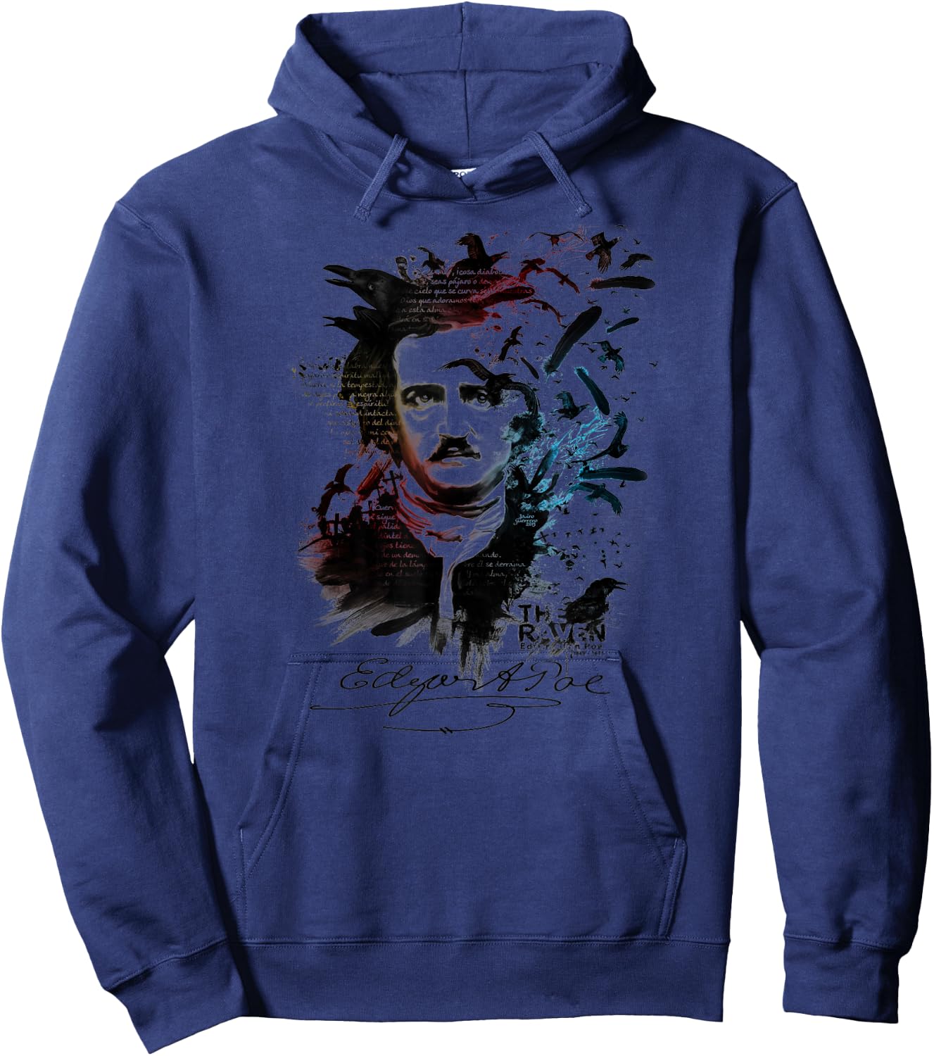 Edgar Allan Poe T Shirt Gothic Tales of Poe Gif for Readers Hoodie - Hoodie | Navy