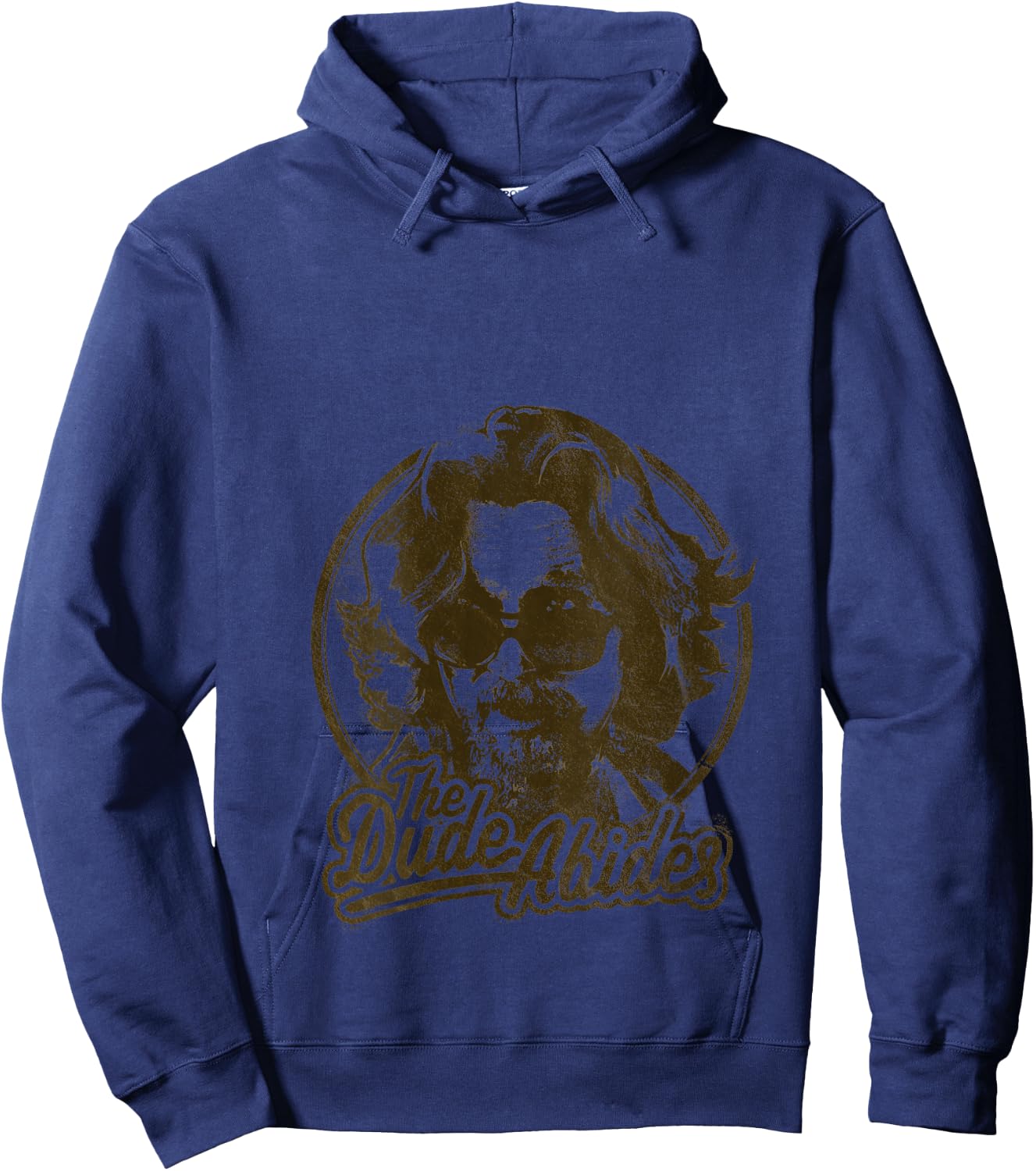Big Lebowski The Dude Abides Negative Head Shot Portrait V-Neck Hoodie - Hoodie | Navy