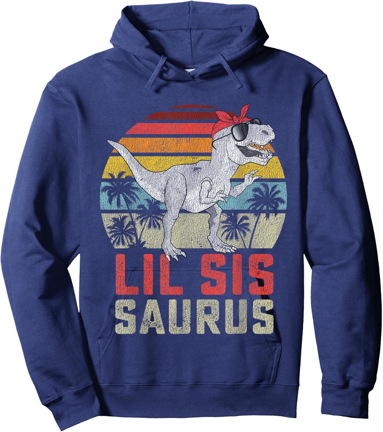 Lilsissaurus T-Rex Dinosaur Lil Sis Saurus Sister Family Hoodie - Hoodie | Navy