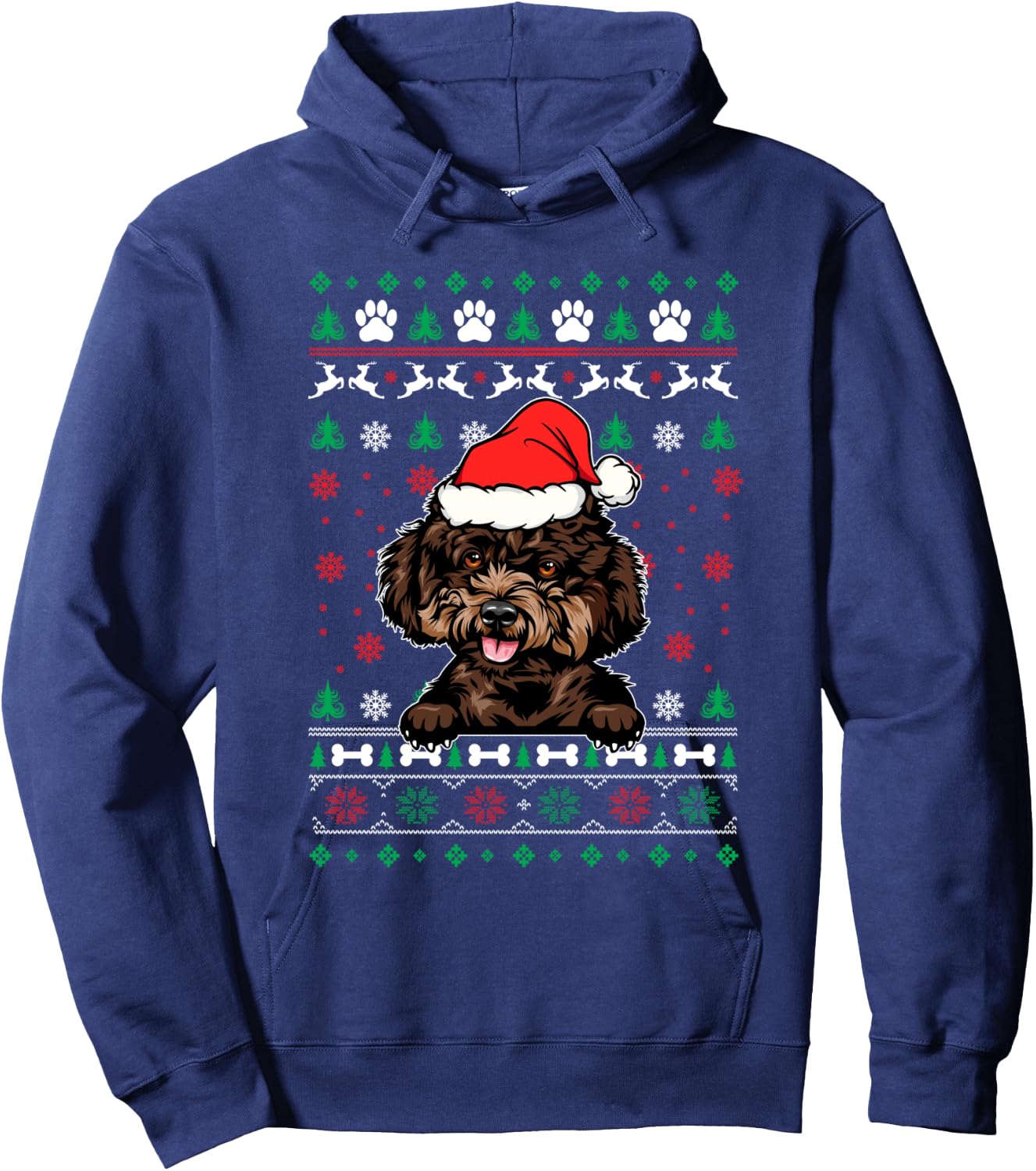 Poodle Dog Lovers Christmas Ugly Christmas Sweater Hoodie - Hoodie | Navy