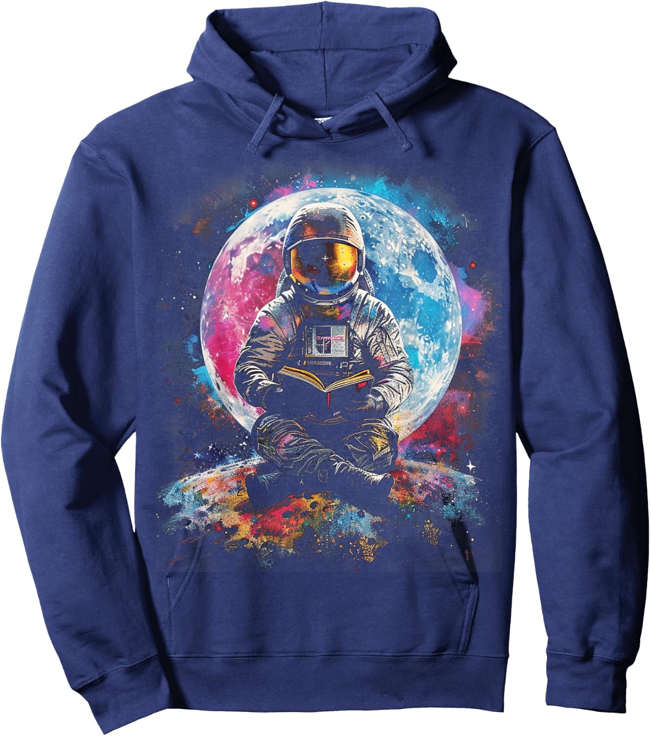 Book Lovers Cool Astronaut Reading Books In Space Kids Hoodie - Hoodie | Navy