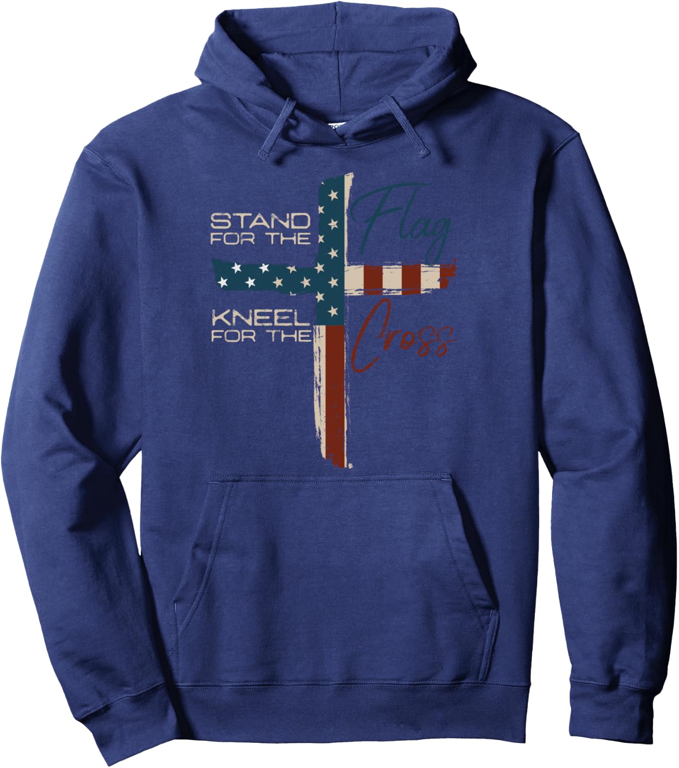 Stand the Flag and Cross Faith American Christian Hoodie - Hoodie | Navy