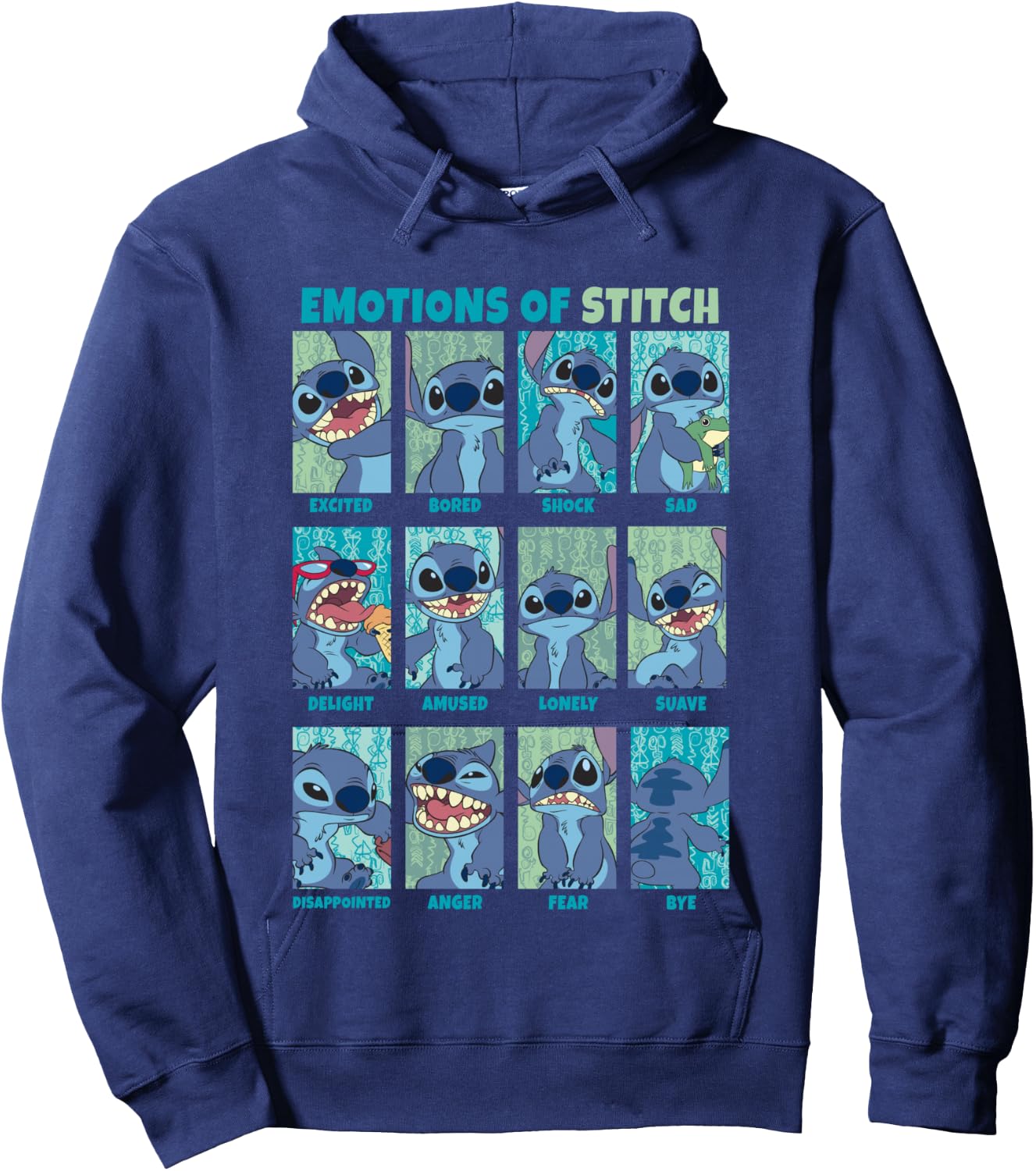 Disney Lilo & Stitch Emotions of Stitch Box Up Panels Hoodie - Hoodie | Navy