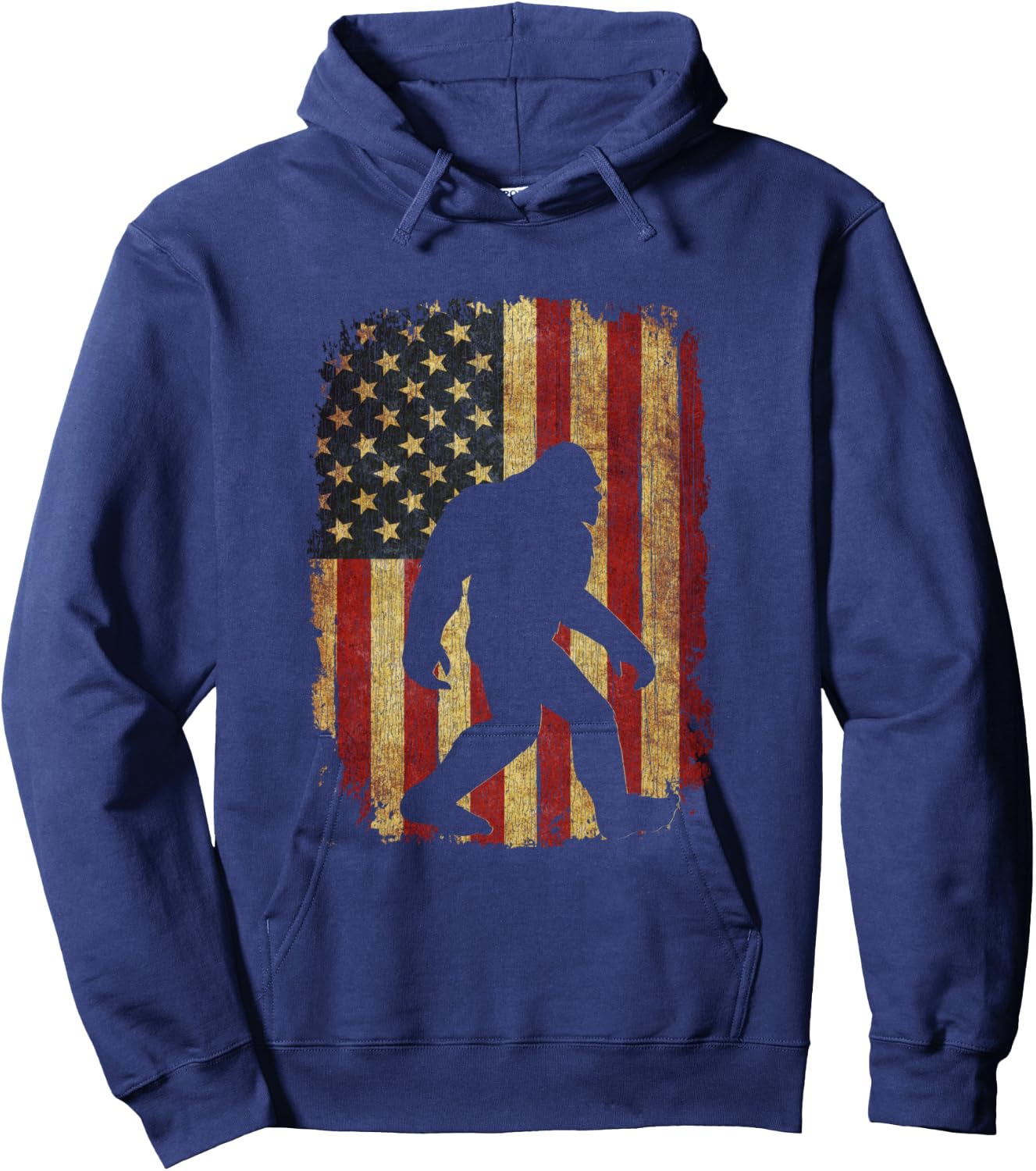 Vintage US Flag Bigfoot Hide and Seek Champion Bigfoot Hoodie - Hoodie | Navy