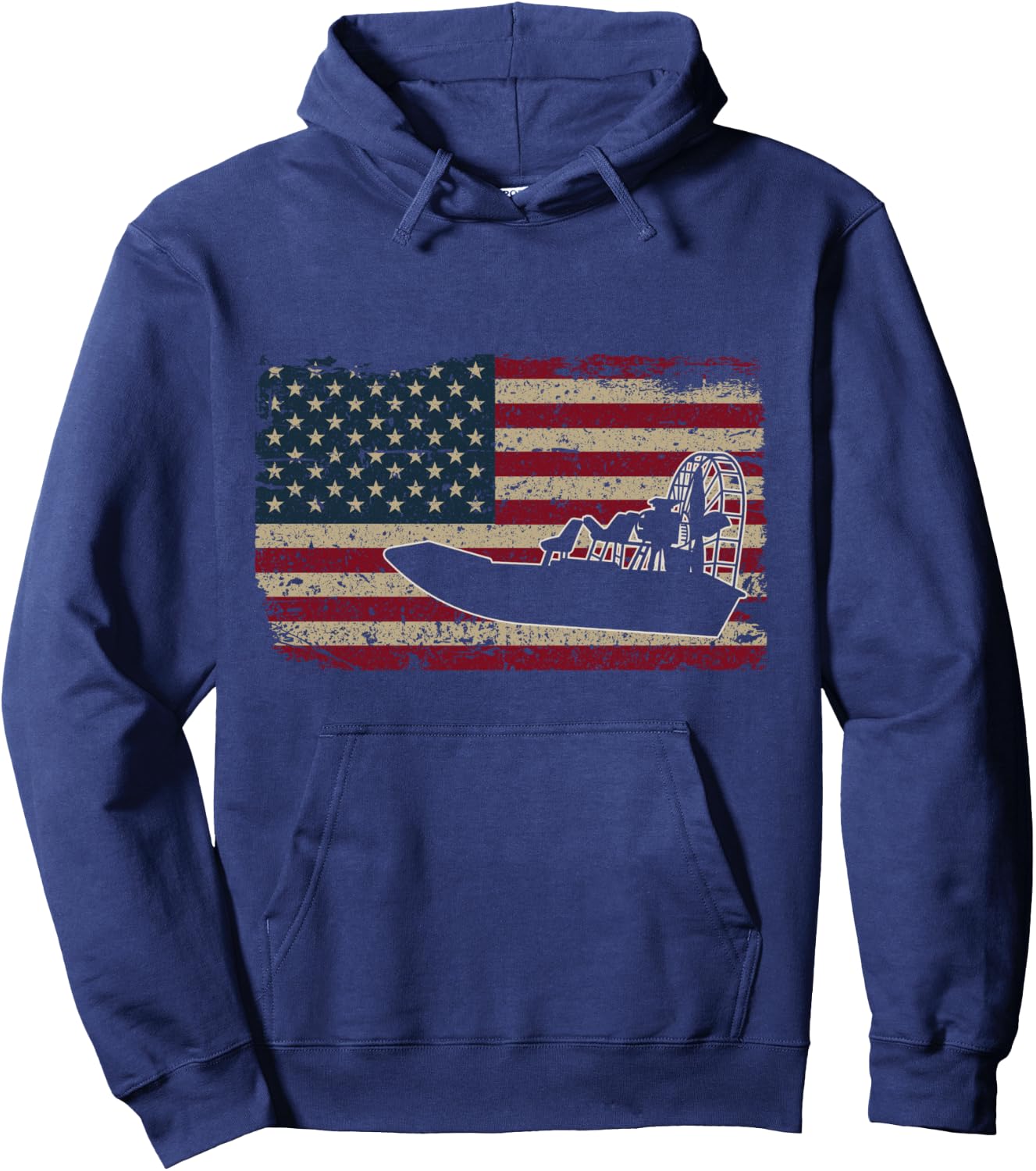 Airboat America Flag I Patriotic Airboat Captain Racing Gift Hoodie - Hoodie | Navy