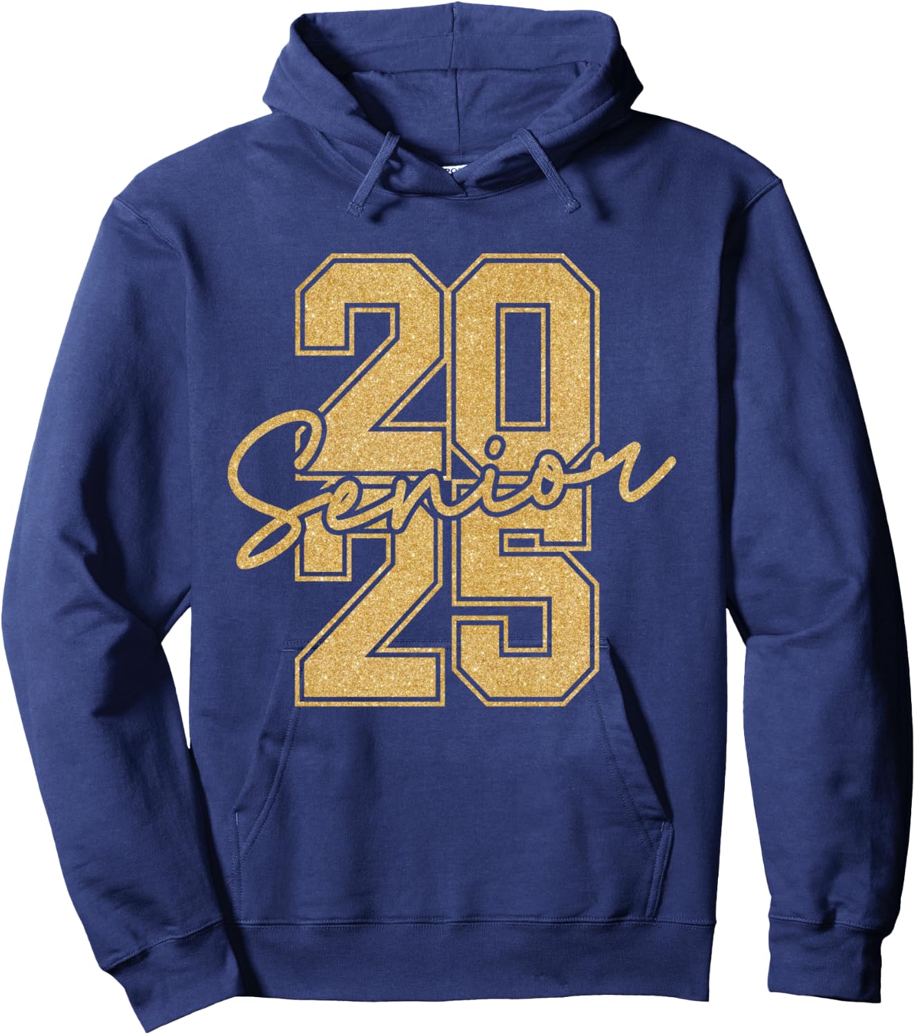 Senior 2025 Class of 2025 Gold Black Senior Graduation Gift Hoodie - Hoodie | Navy