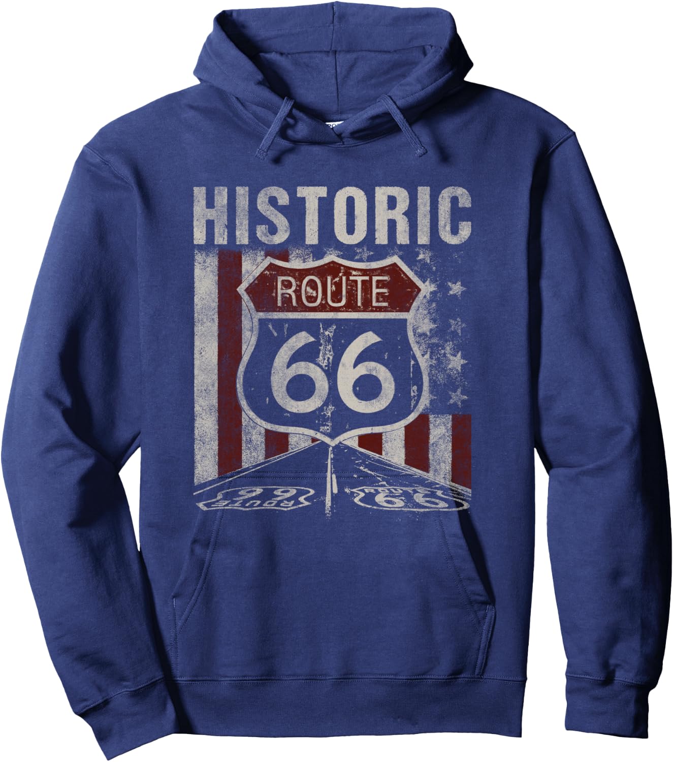 Historic U.S.A. Route 66 Highway Vintage America Road Sign Hoodie - Hoodie | Navy
