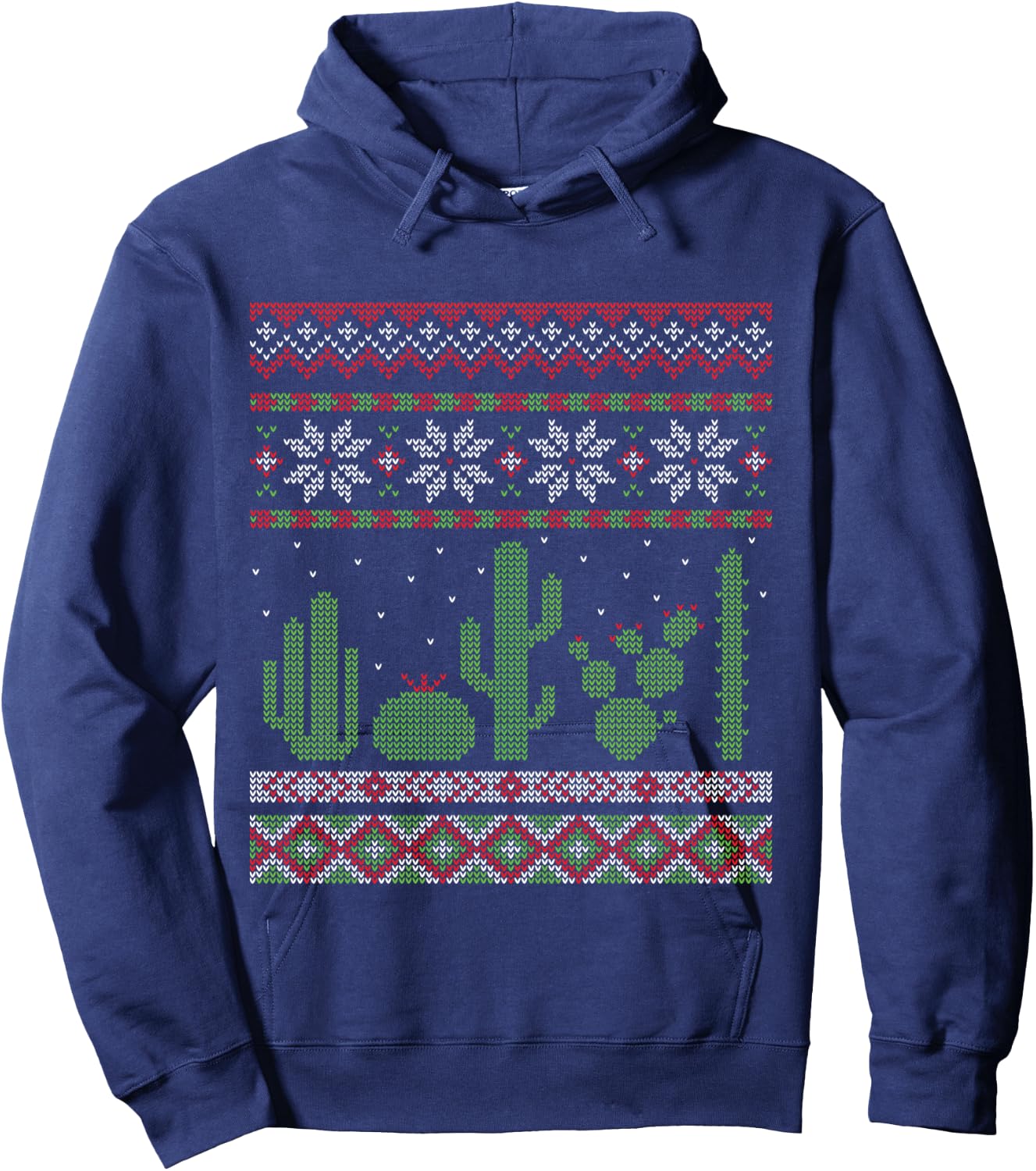 Cactus Ugly Christmas Southwest Cacti Succulent Hoodie - Hoodie | Navy