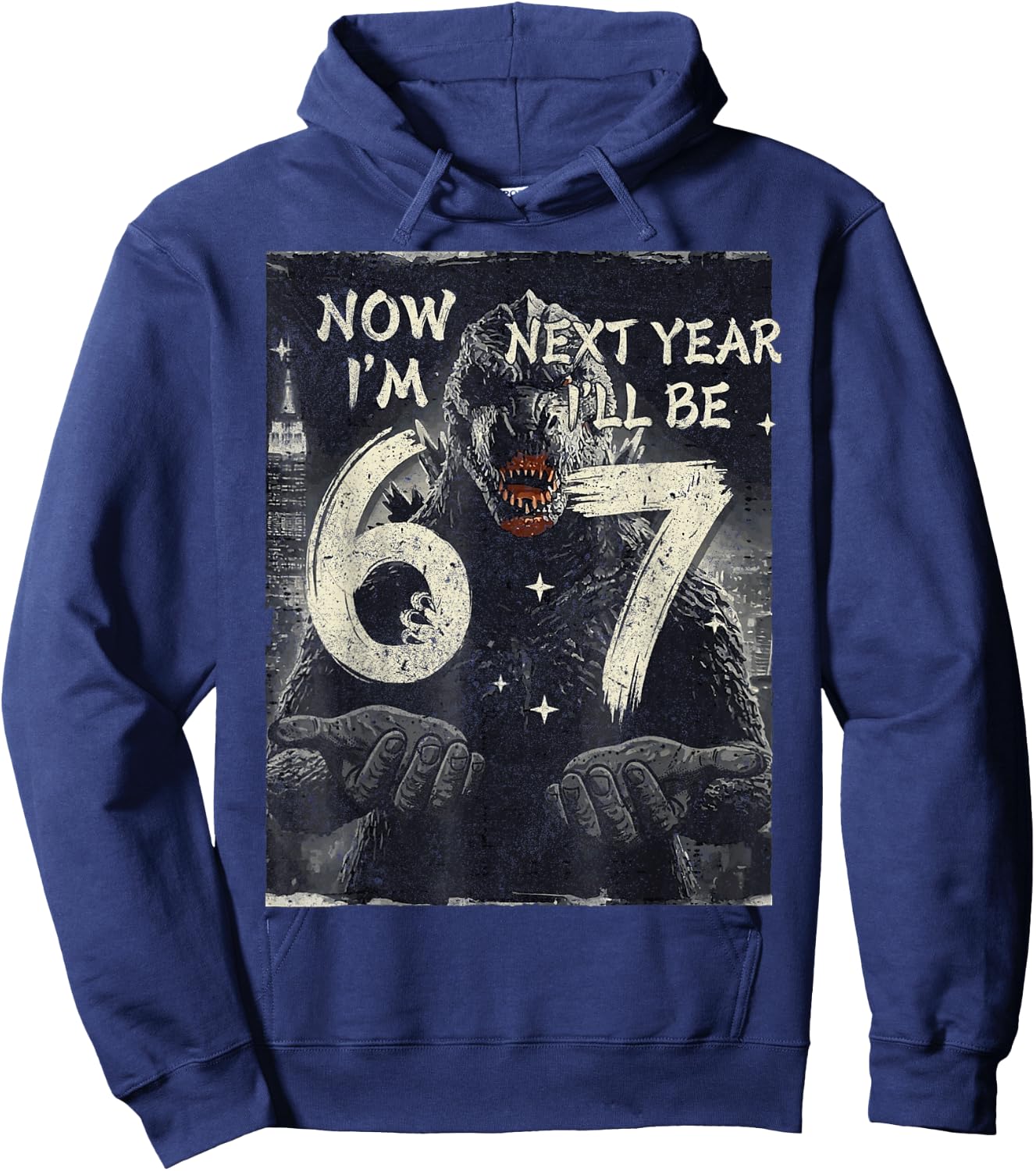 Now I'm 6 Next Year I'll Be 7 Japanese Monster 6th Birthday Hoodie - Hoodie | Navy