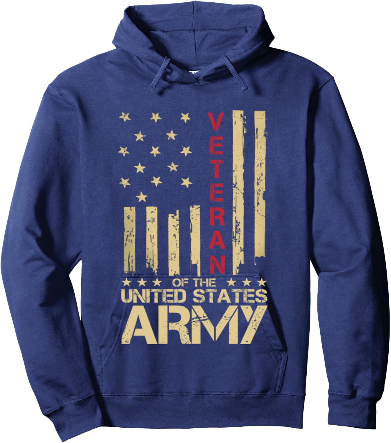 Patriotic U.S Army Veteran Red Line American Flag Vintage Hoodie - Hoodie | Navy
