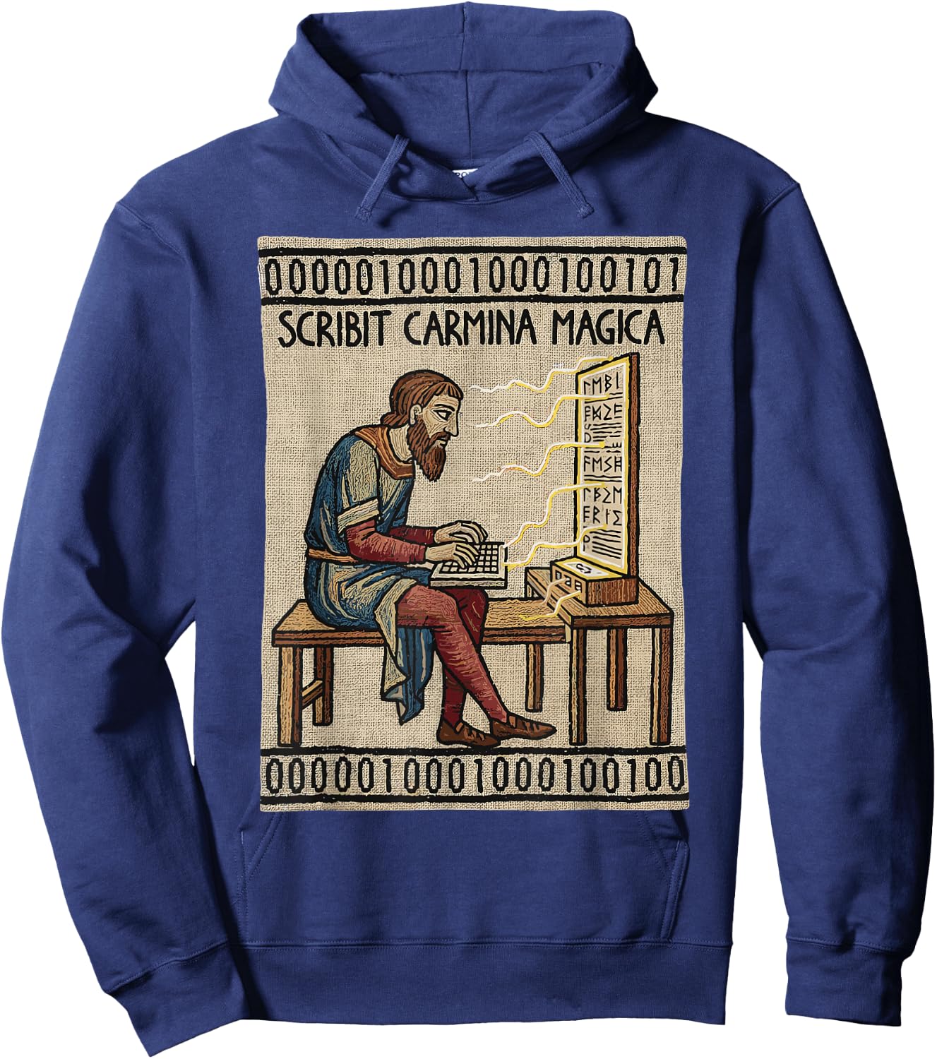 Programmer Enthralled Coding Ancient Medieval Tapestry Hoodie - Hoodie | Navy