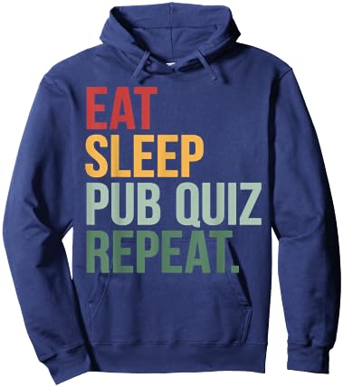Eat Sleep Pub Quiz Repeat Funny Bar Trivia Quiz Master Hoodie - Hoodie | Navy