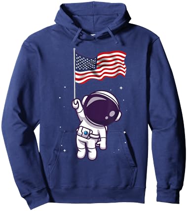 4th Of July Astronaut USA American Flag Funny Patriotic Hoodie - Hoodie | Navy