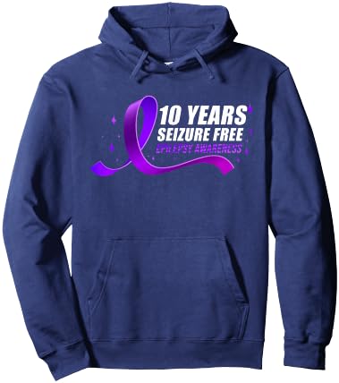 Epilepsy Awareness Ribbon 10 Years Seizure Free Hoodie - Hoodie | Navy