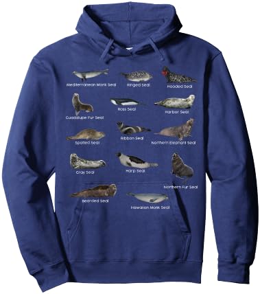 Types of Seals Eared Seals True Earless Seals Seal Lovers Hoodie - Hoodie | Navy