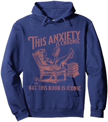 Funny Bookish Anxiety Humor Book Lover Bookworm Librarian Hoodie - Hoodie | Navy