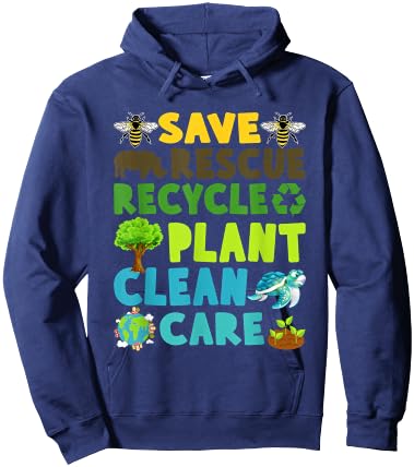 Save Bees Rescue Animals Recycle Plastic Earth Day Planet Hoodie - Hoodie | Navy