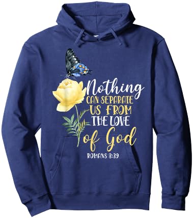 Christian Bible Verse Butterfly Rose Flower Romans 8:39 Hoodie - Hoodie | Navy