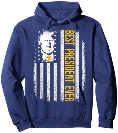 Trump American Flag Donald Trump Best President Ever Hoodie - Hoodie | Navy