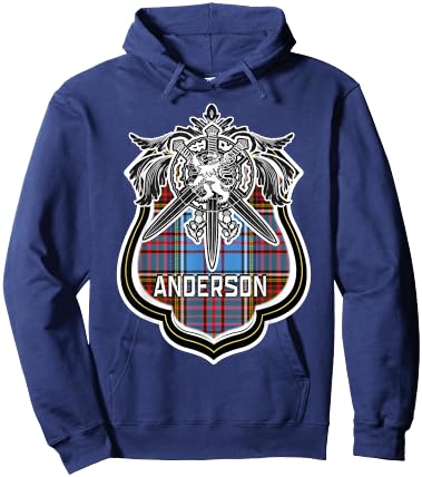 Anderson Scottish Clan Family Tartan Lion Sword Name Hoodie - Hoodie | Navy