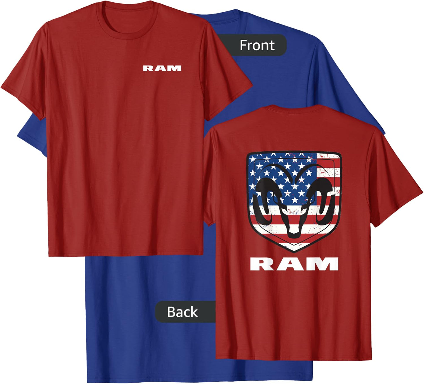 RAM Trucks Shield Flag Front/Back T-Shirt - T-Shirt | Royal