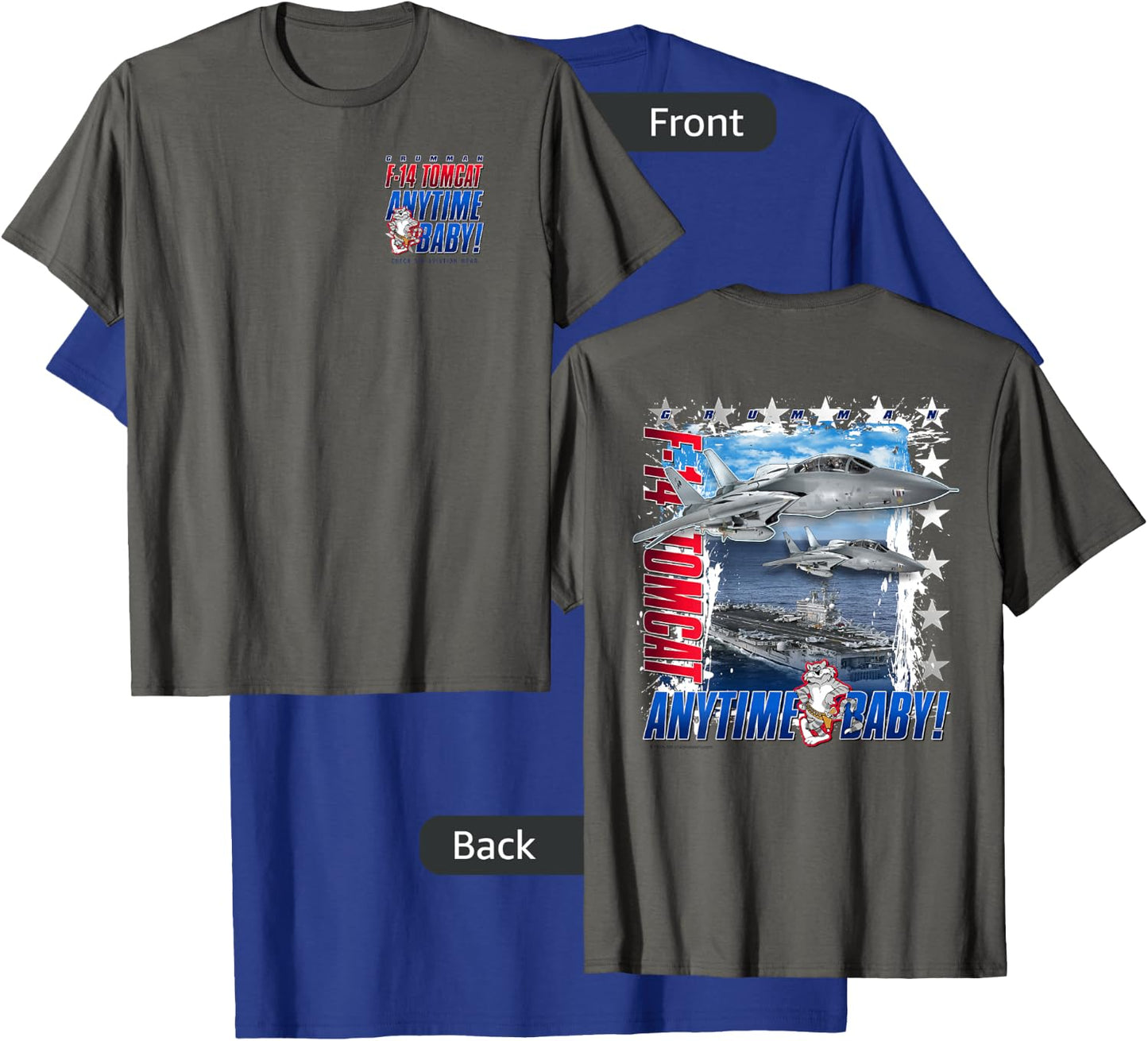 F-14 Tomcat Anytime Baby Jet 2 Sided T-Shirt - T-Shirt | Royal