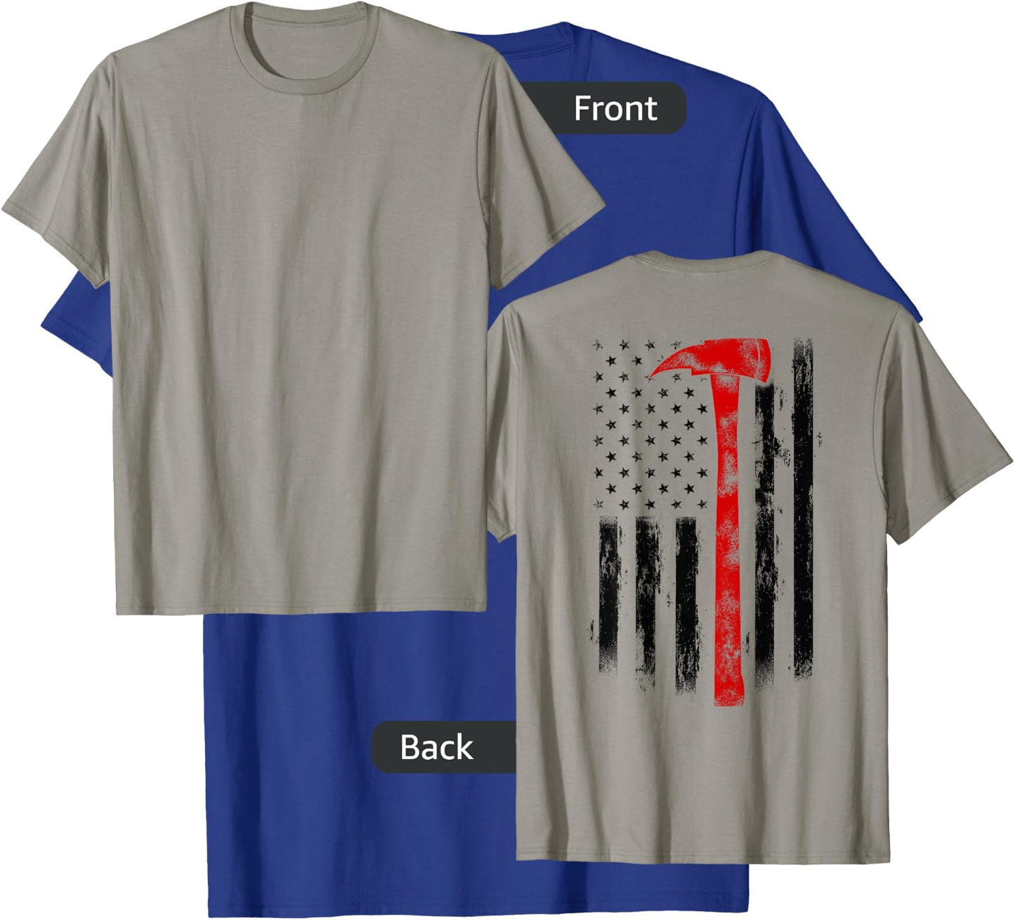 US Fireman Distressed Firefighter American Red Axe Flag T-Shirt - T-Shirt | Royal