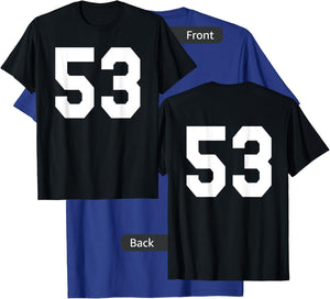 Number 53 Sports Jersey Front and Back Team Player T-Shirt - T-Shirt | Royal