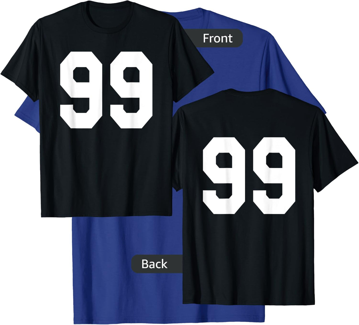 Number 99 Sports Jersey Front and Back Team Player T-Shirt - T-Shirt | Royal