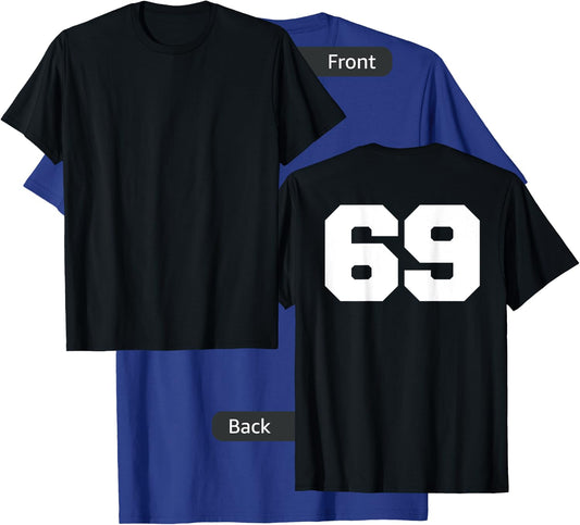 Number 69 Sports Jersey Player #69 Fan BACK PRINT Varsity T-Shirt - T-Shirt | Royal