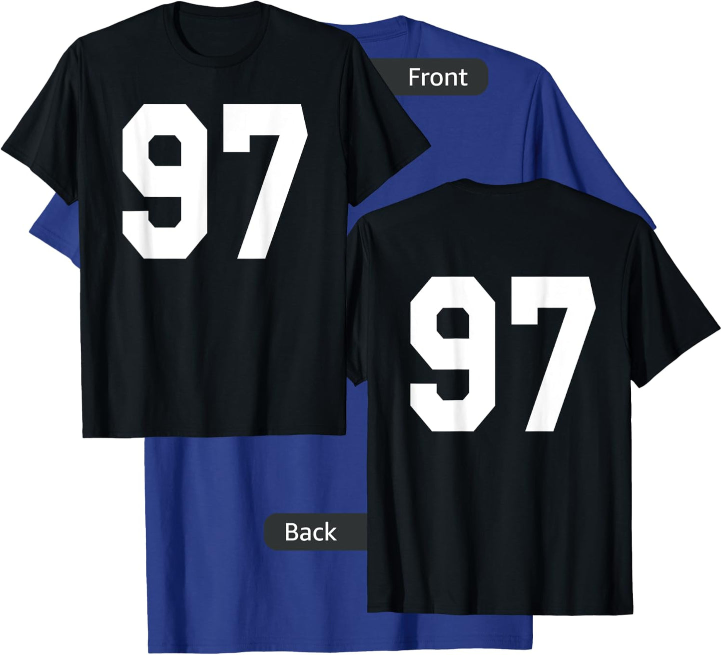 Number 97 Sports Jersey Front and Back Team Player T-Shirt - T-Shirt | Royal
