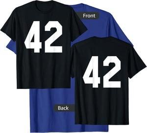 Number 42 Sports Jersey Front and Back Team Player T-Shirt - T-Shirt | Royal
