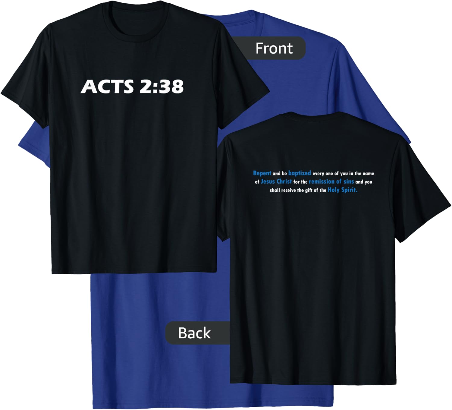 Acts 2:38 In Jesus Name Bible Verse T-Shirt - T-Shirt | Royal